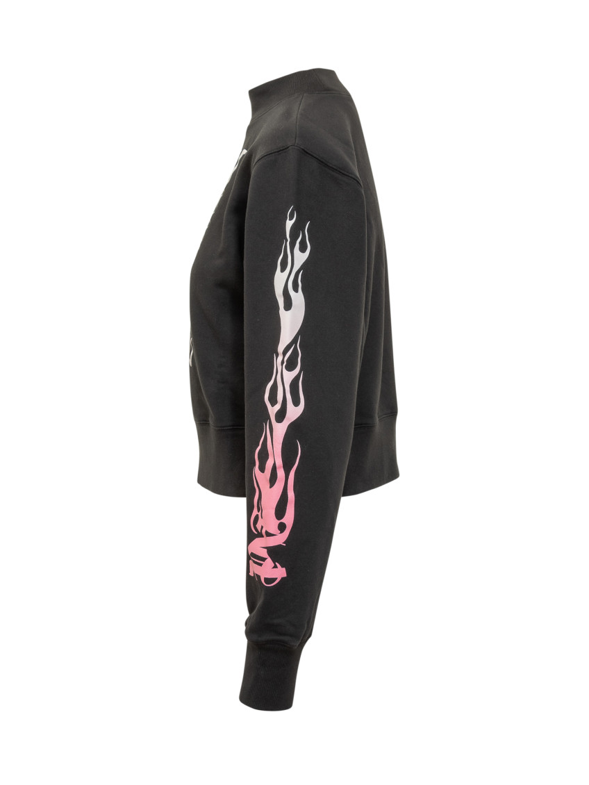 Black Graphic Mock Collar Sweater