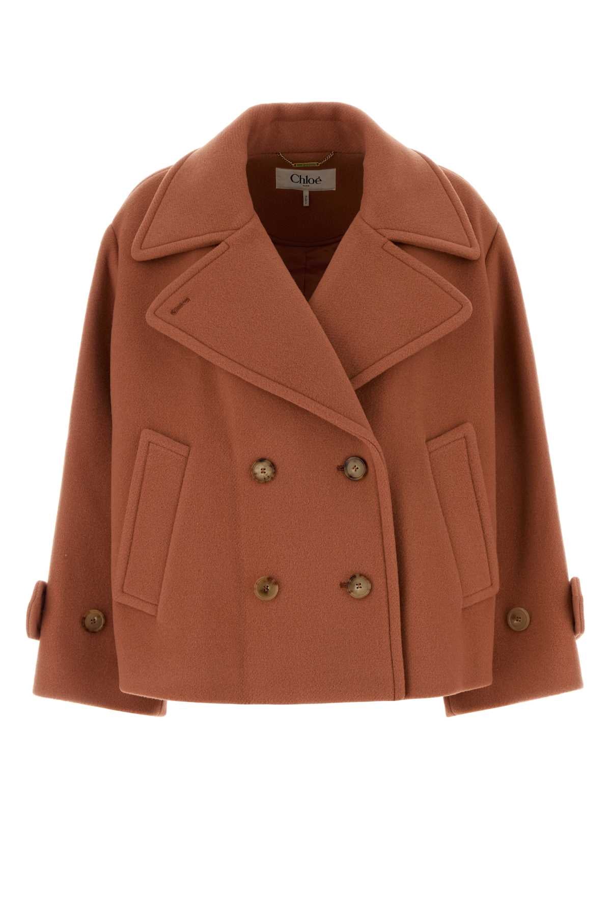 Virgin Wool Blend Coat — Pink