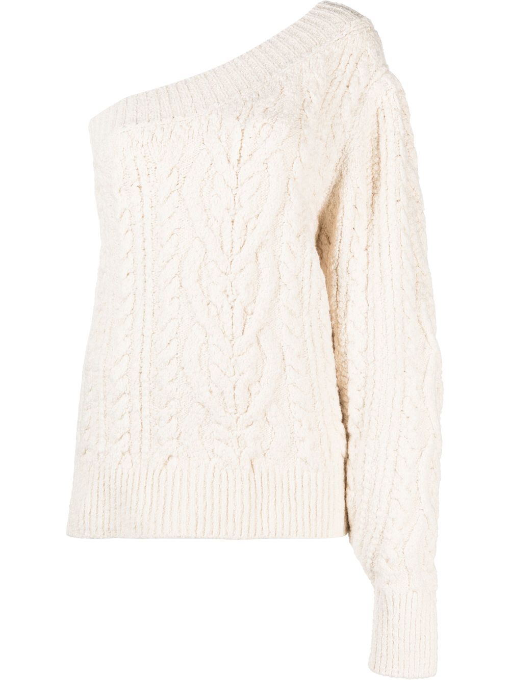 One-shoulder cable-knit jumper - Neutrals