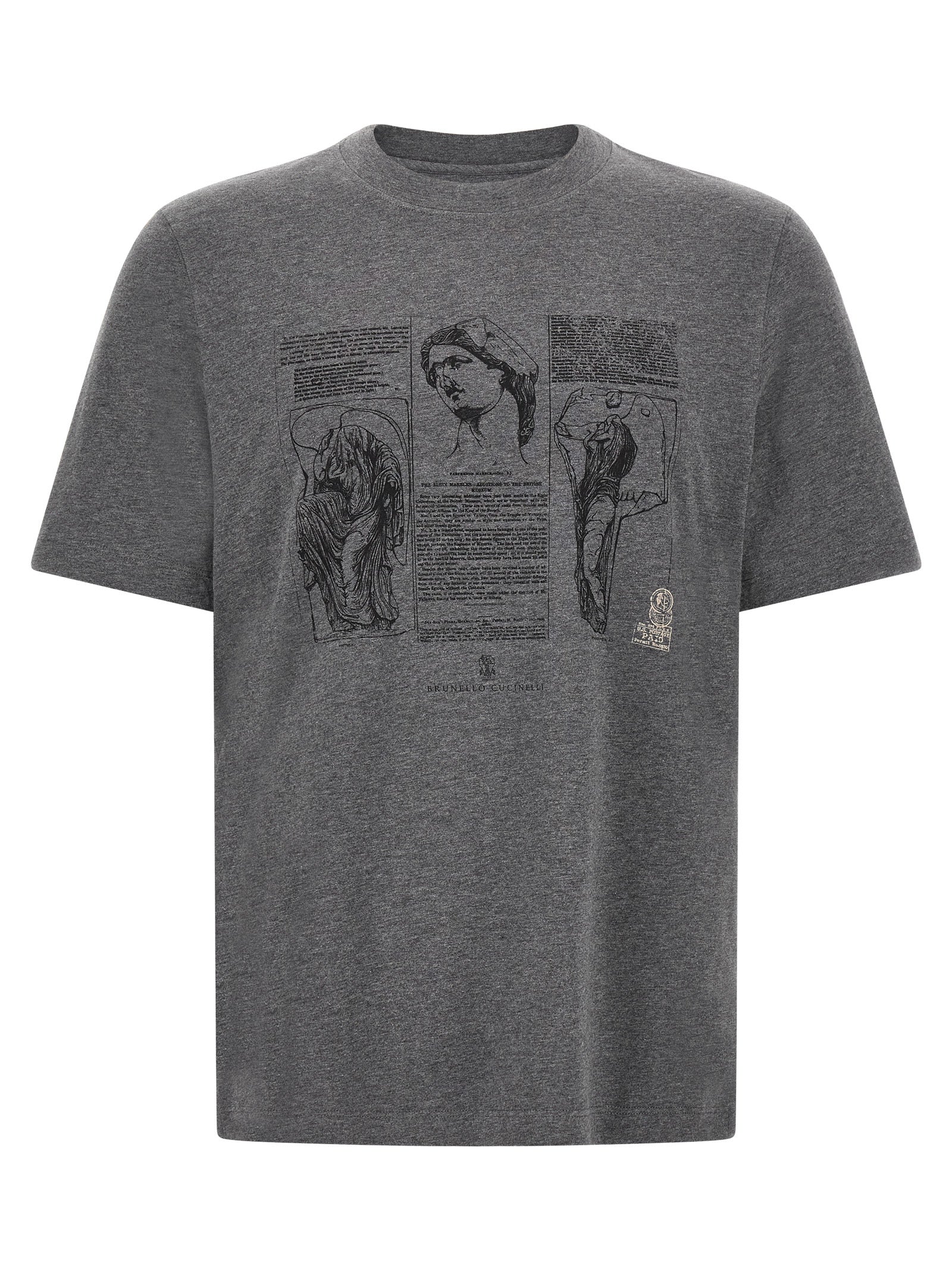 Art-Print Cotton T-Shirt — Gray