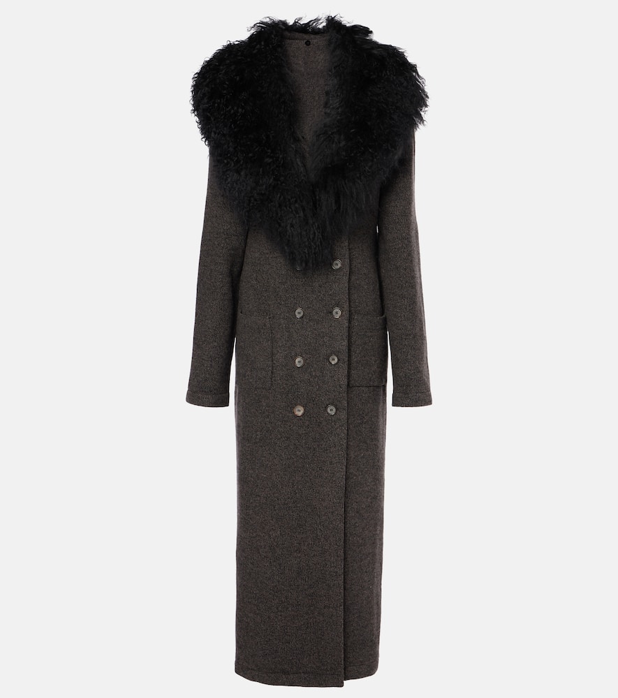Shearling-trimmed cashmere coat