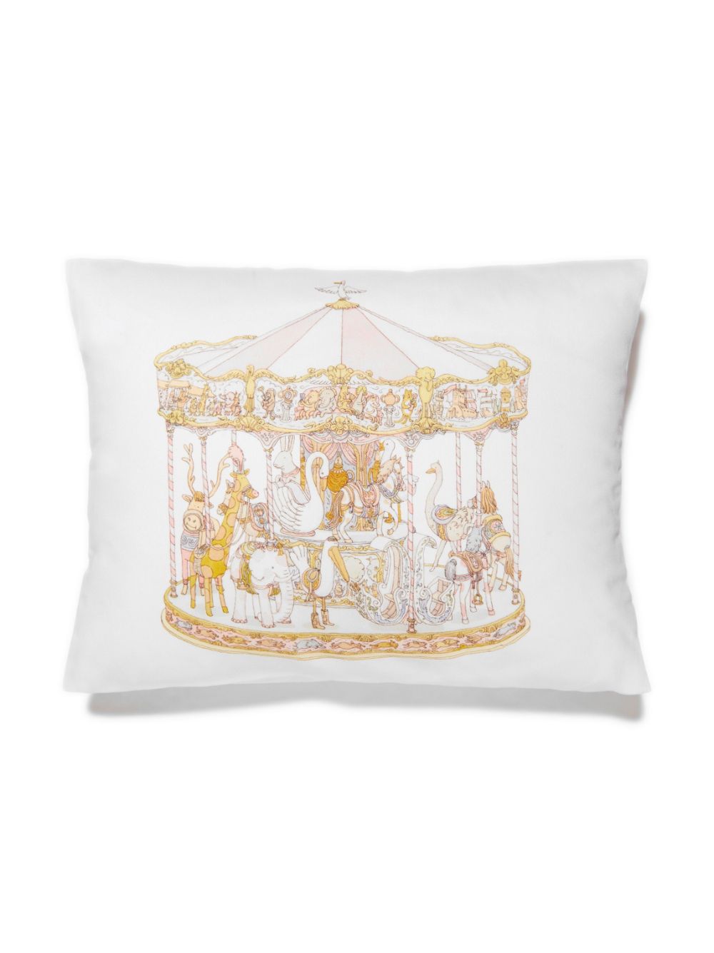 Carousel-print satin cushion - White