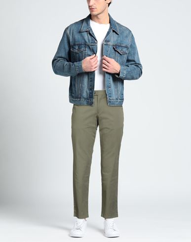 Man Pants Military green Size 38S Cotton, Elastane