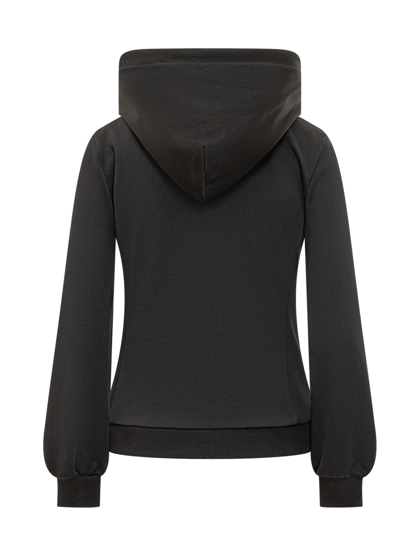 Black Quilted Hood Sweatshirt