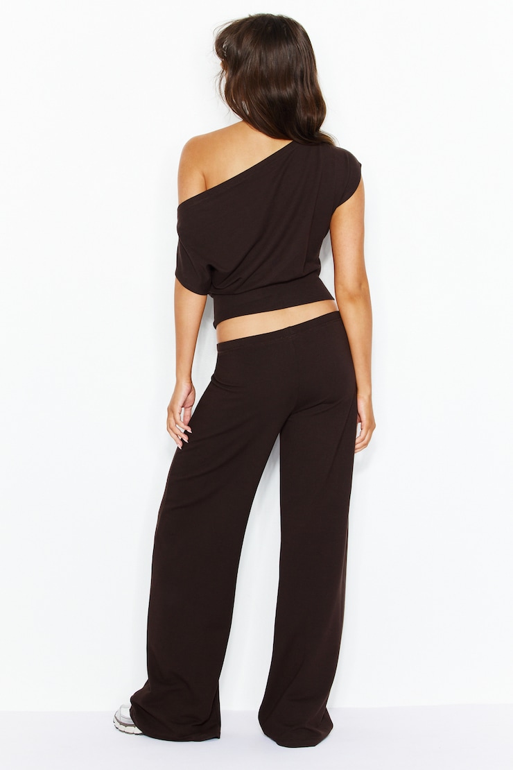 StretchTerry™ Wide Leg Pants - Brown - Women Clothing