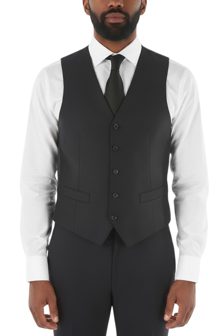 Black V Neck Waistcoat