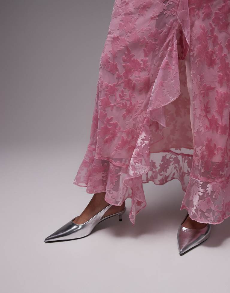Topshop Womens burn out twist shoulder maxi dress in pink
