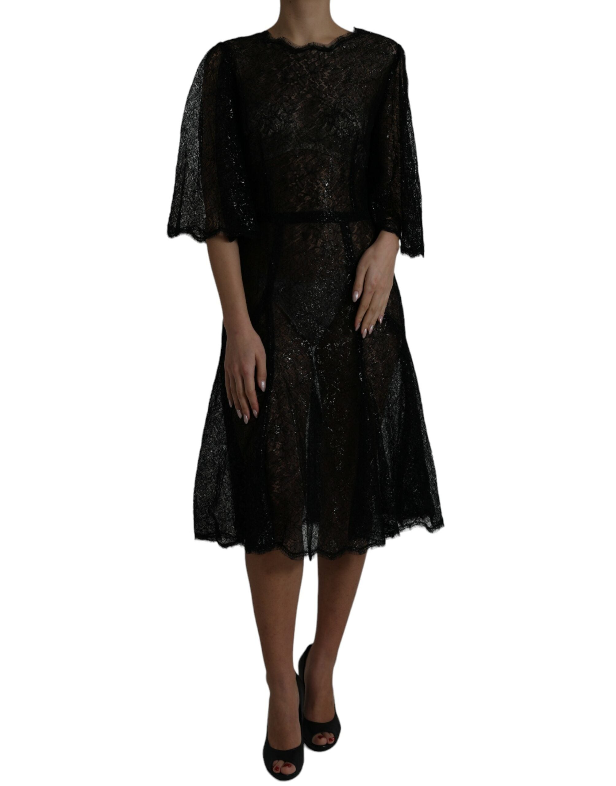 Floral Lace Dress — Black