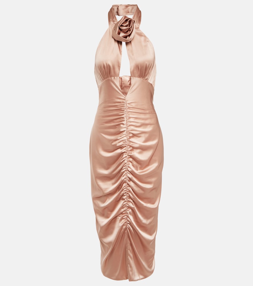Alessandra Rich Ruched cutout satin midi dress
