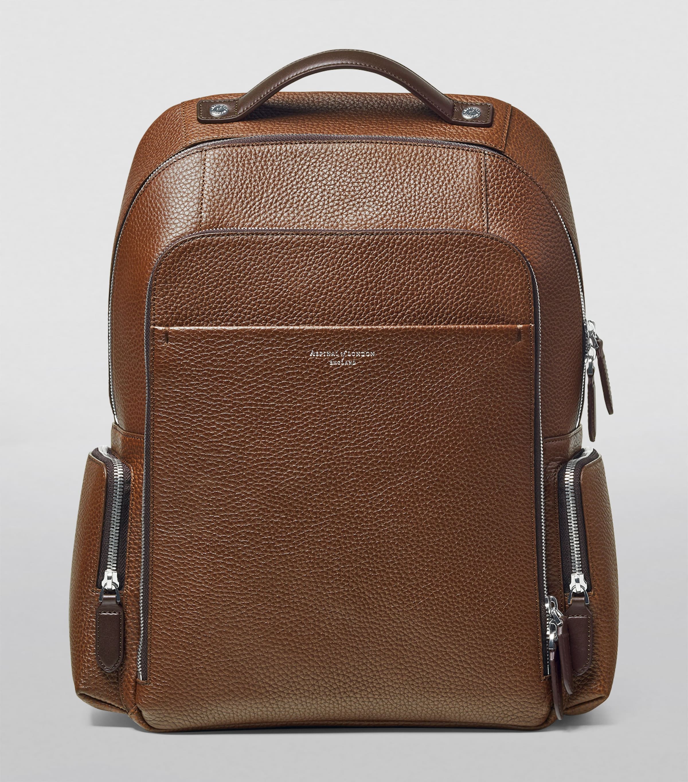 Pebble Leather Reporter Zipped Backpack