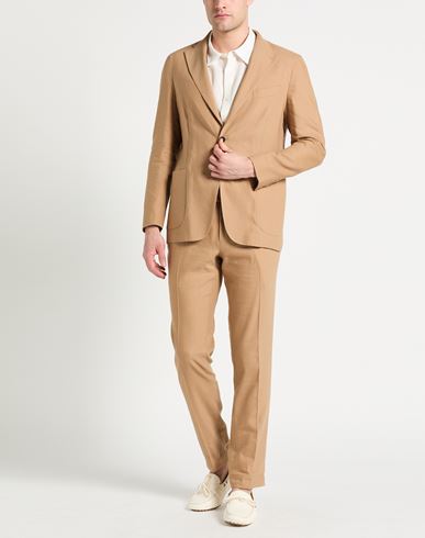 Man Suit Camel Size 40 Linen, Virgin Wool