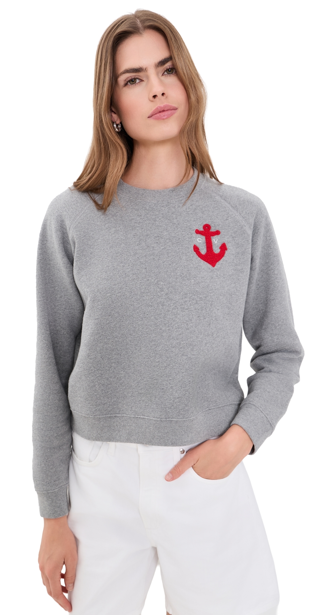 Petit Chenille Anchor Le Court Sweatshirt Grey Melange