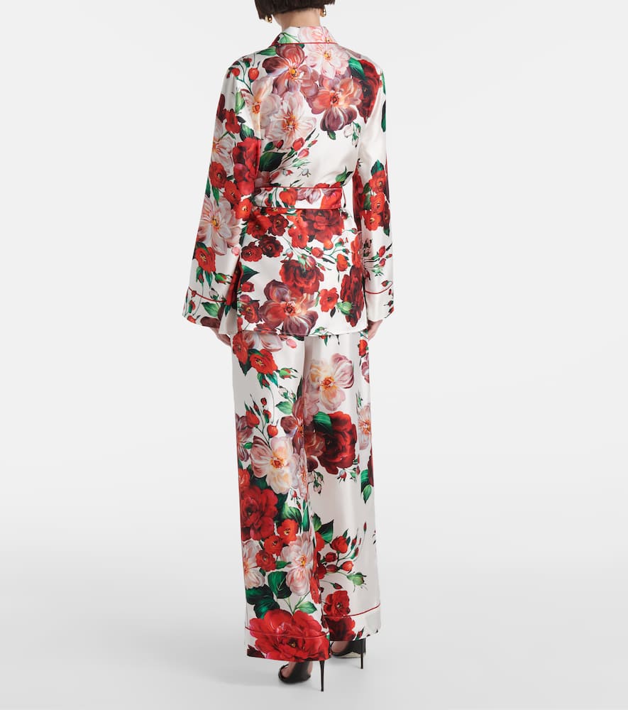 Floral silk satin shirt