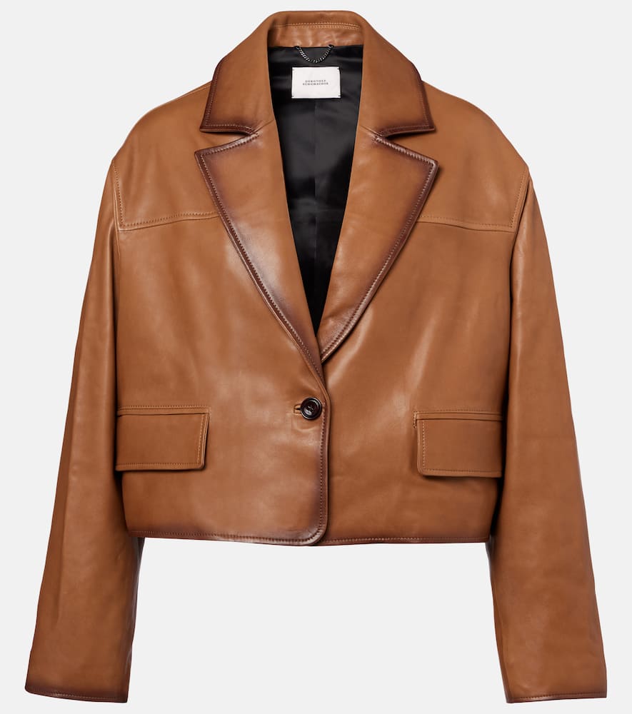 Cropped leather jacket