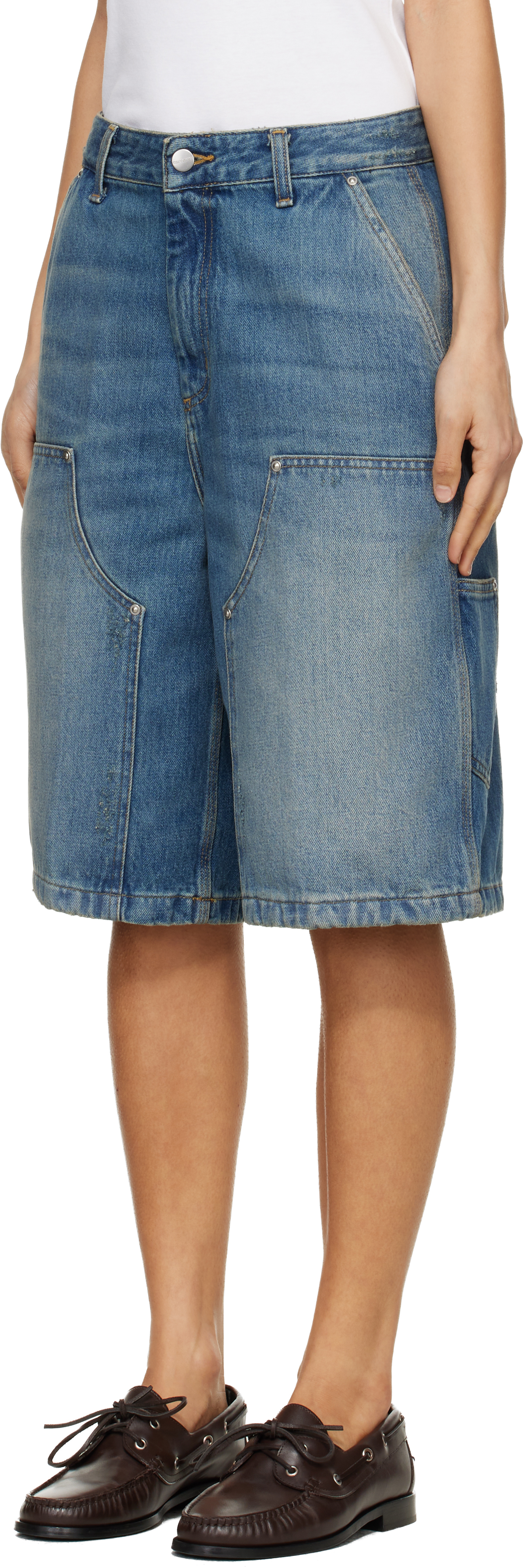 Blue Nixon Double Knee Denim Shorts
