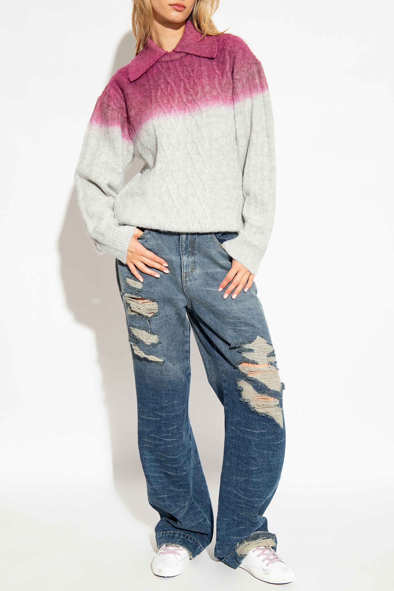 Sweater With Collar, Unisex, Grey