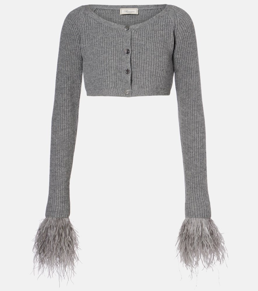 Cropped ribbed-knit wool cardigan