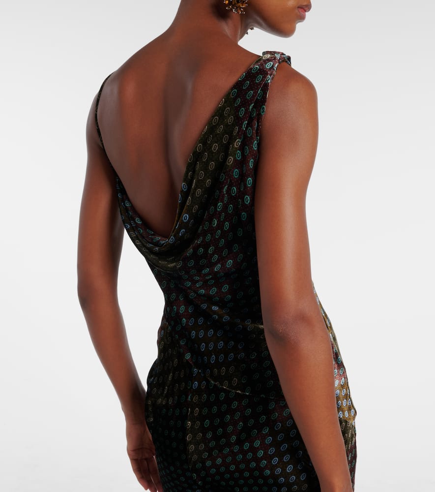 Asymmetric printed gown