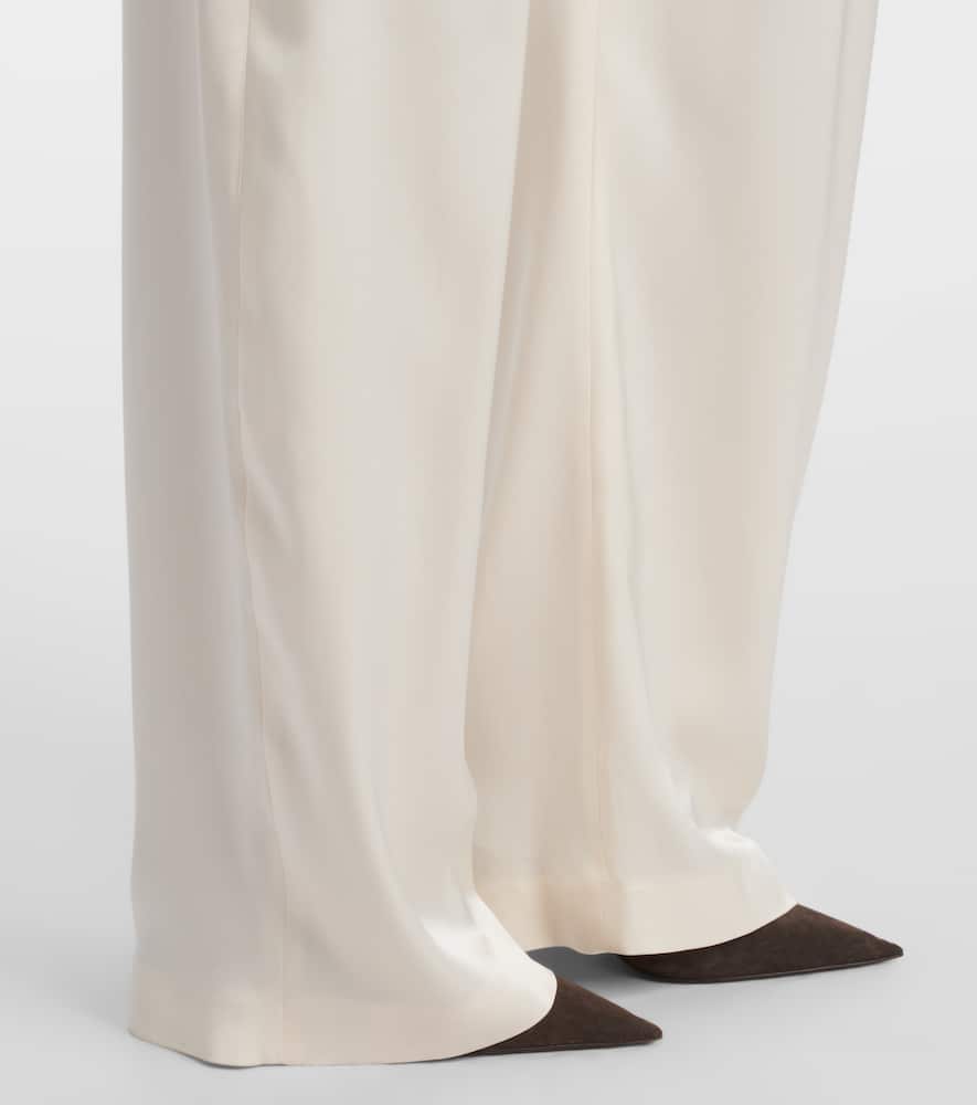 Mid-rise silk straight pants