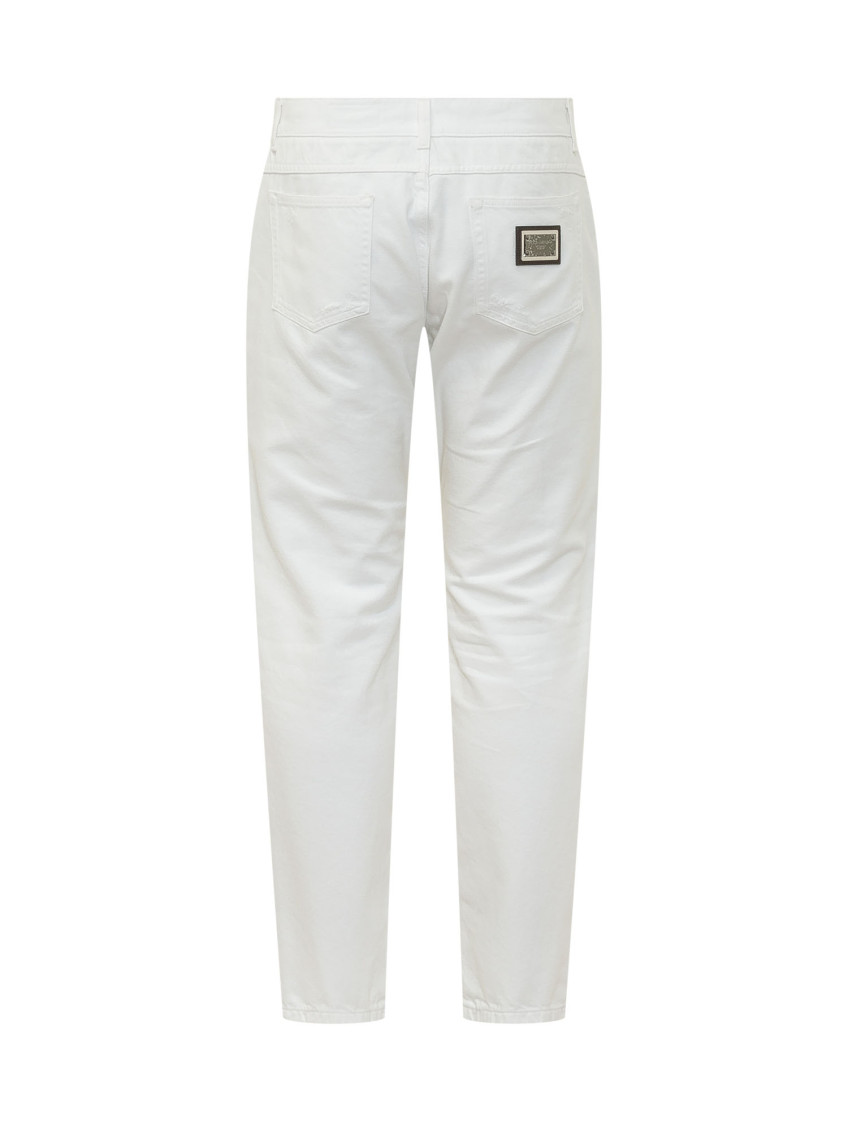 White Flat Front Trousers