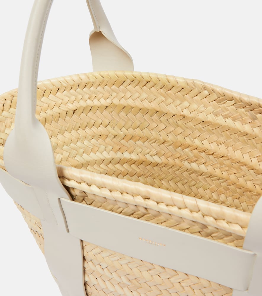 DeMellier Santorini leather-trimmed straw tote bag