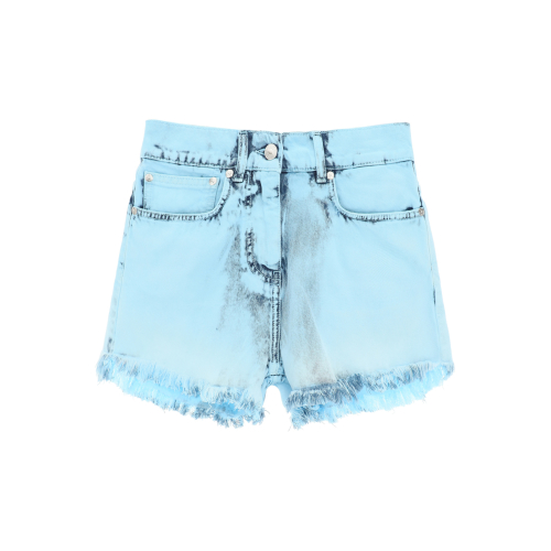 Distressed-effect denim shorts