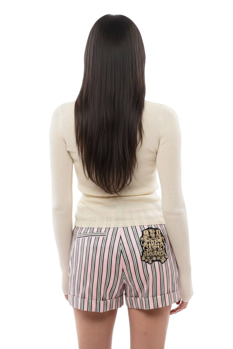 Off White Knitted V Neck Sweater