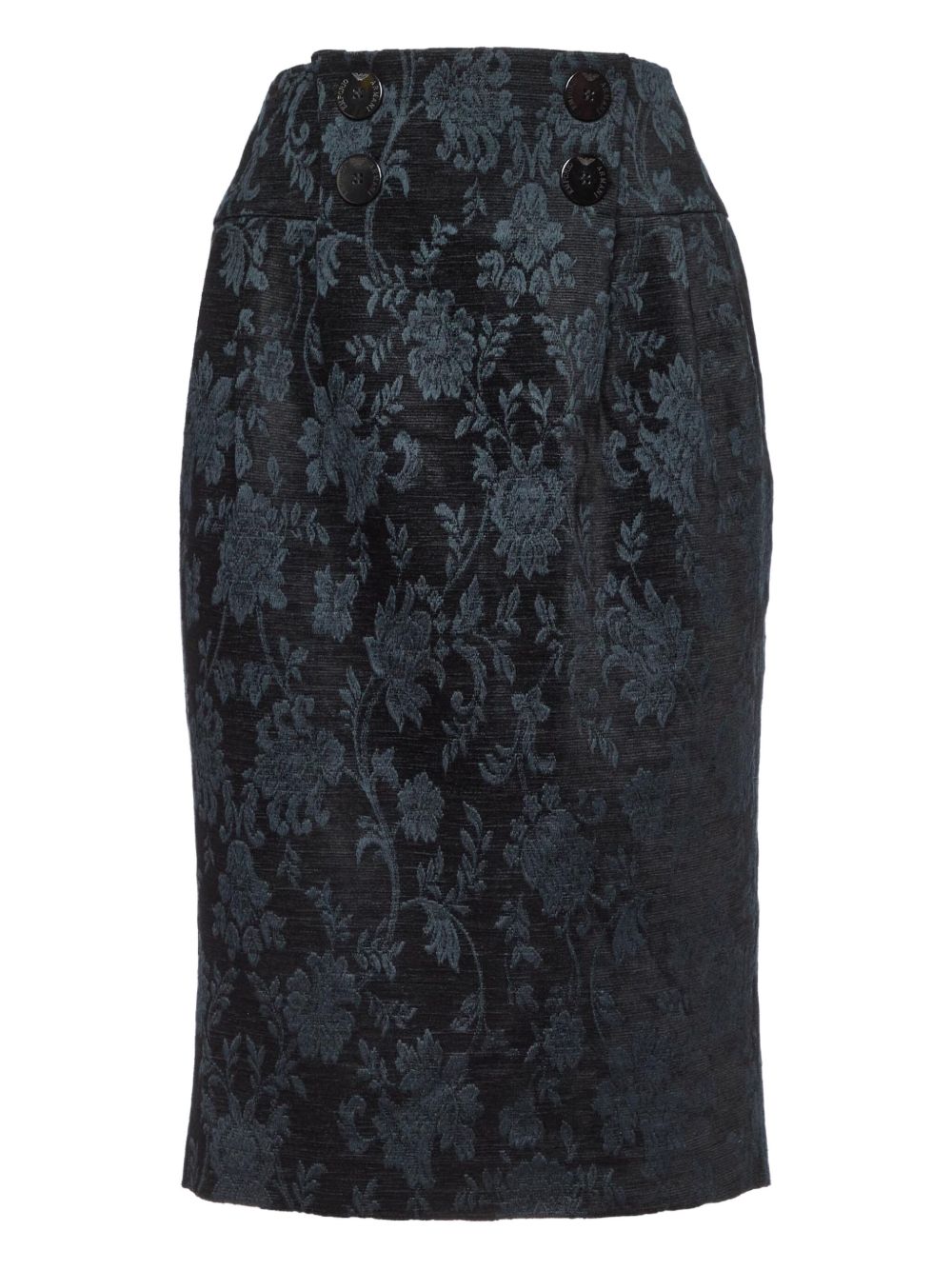 Floral jacquard pencil skirt - Black