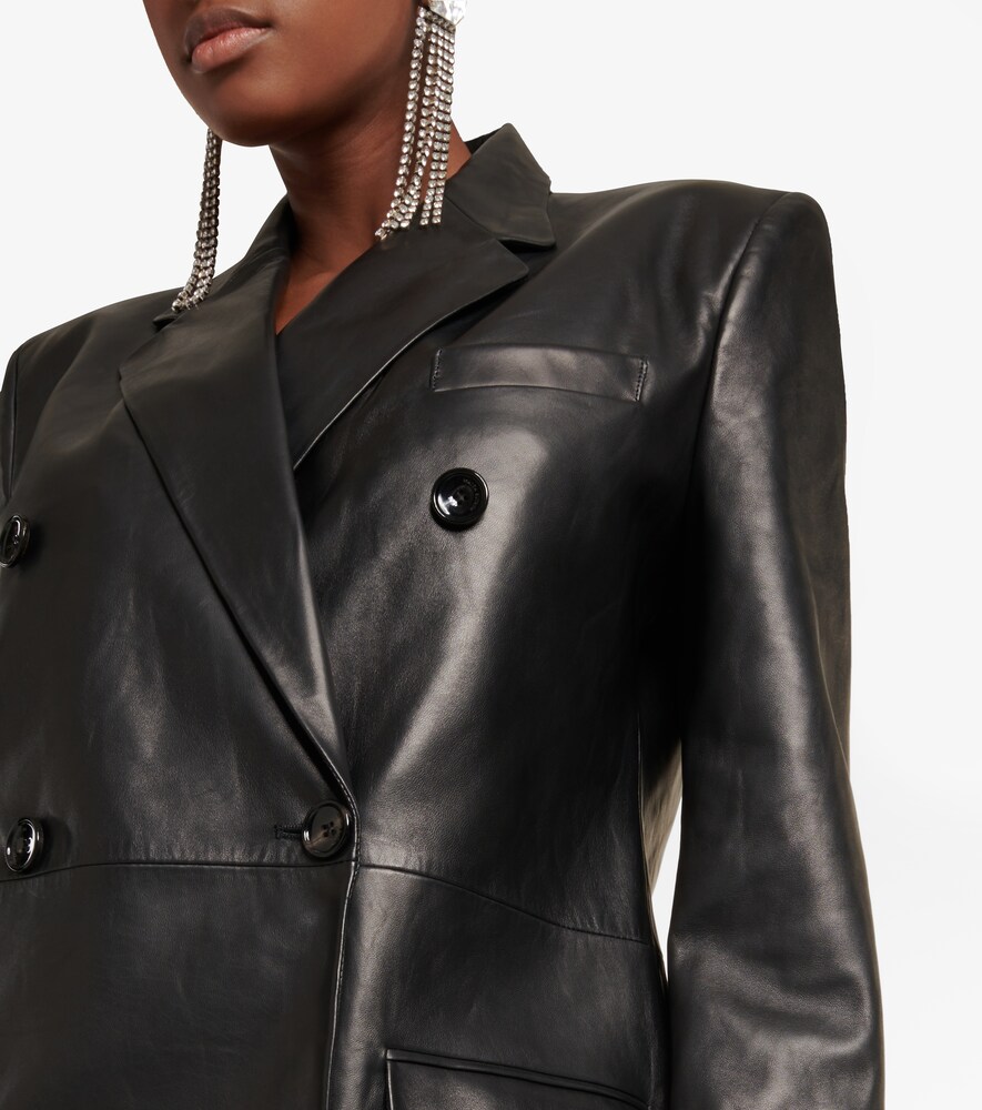 Double-breasted leather coat