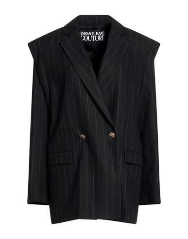Woman Blazer Black Size 2 Wool, Polyester, Viscose, Polyamide, Elastane