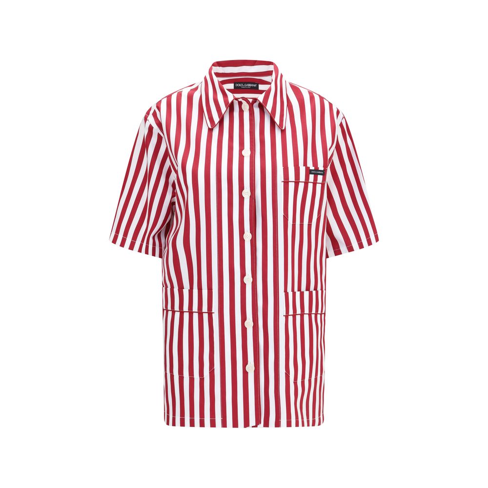 Striped Cotton Shirt — Red