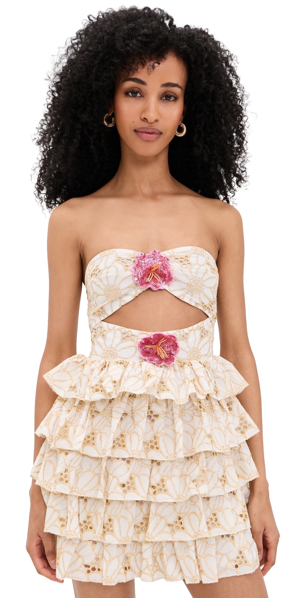 Hortensia Dress Eyelet Flower Gold