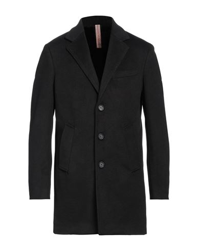 Man Coat Black Size 40 Polyester, Viscose