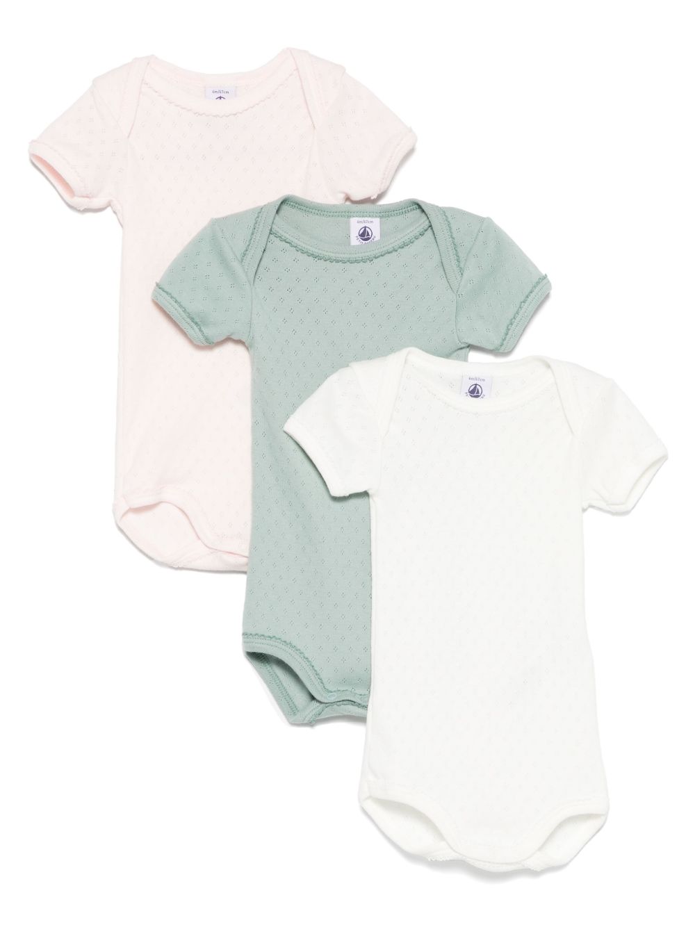 Petit Bateau basic babygrows (set of three) - White