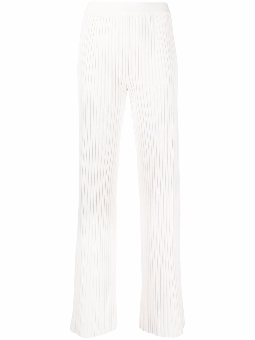 Ribbed knitted trousers - White