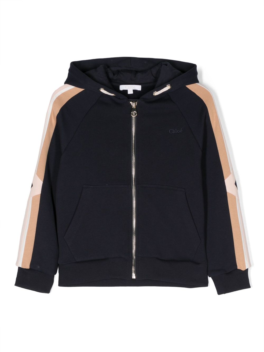 Logo-embroidered zipped cardigan - Blue