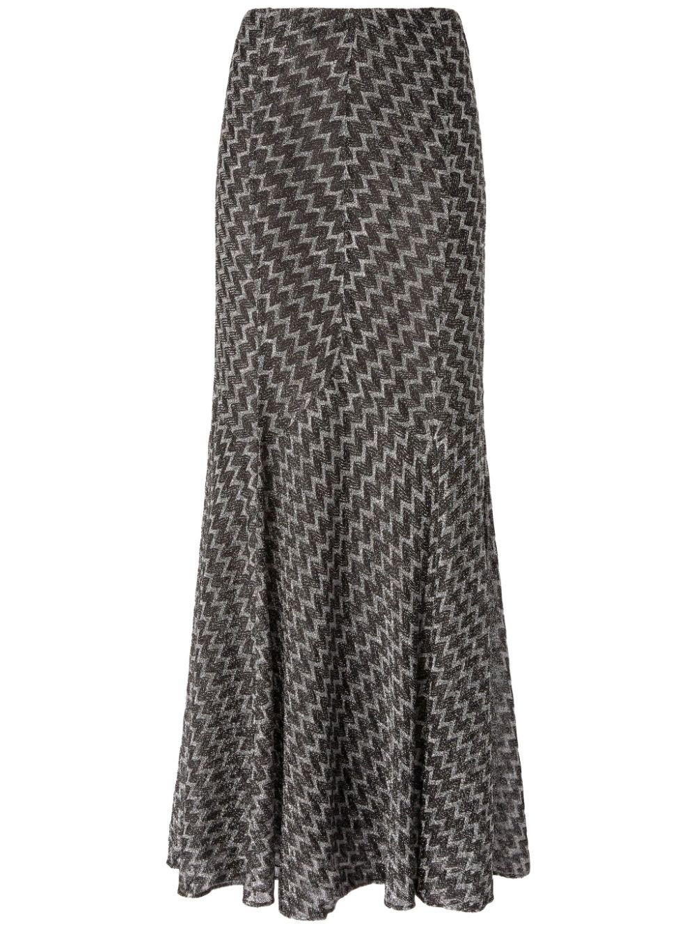 Zigzag lamé flared maxi skirt - Black