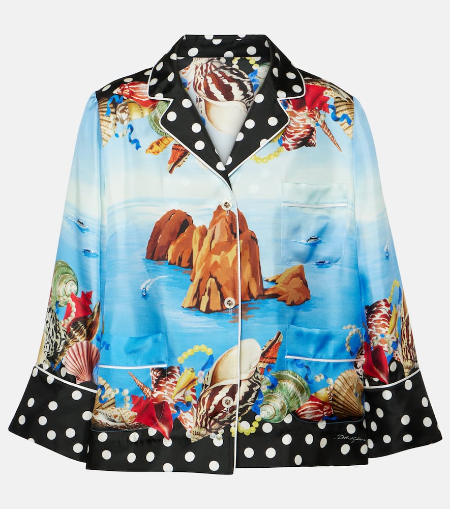 Capri printed silk satin shirt