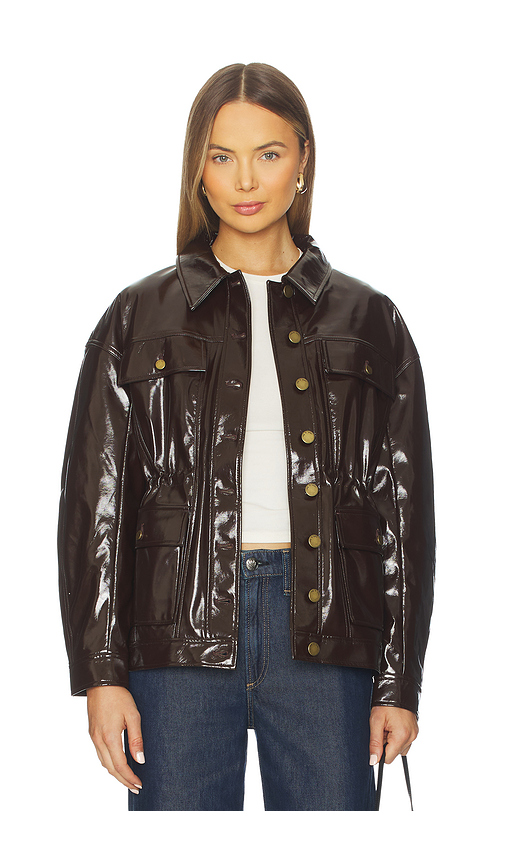 Rag & Bone Amy Faux Patent Leather Jacket in Chocolate. L. Also in XXS, XS
