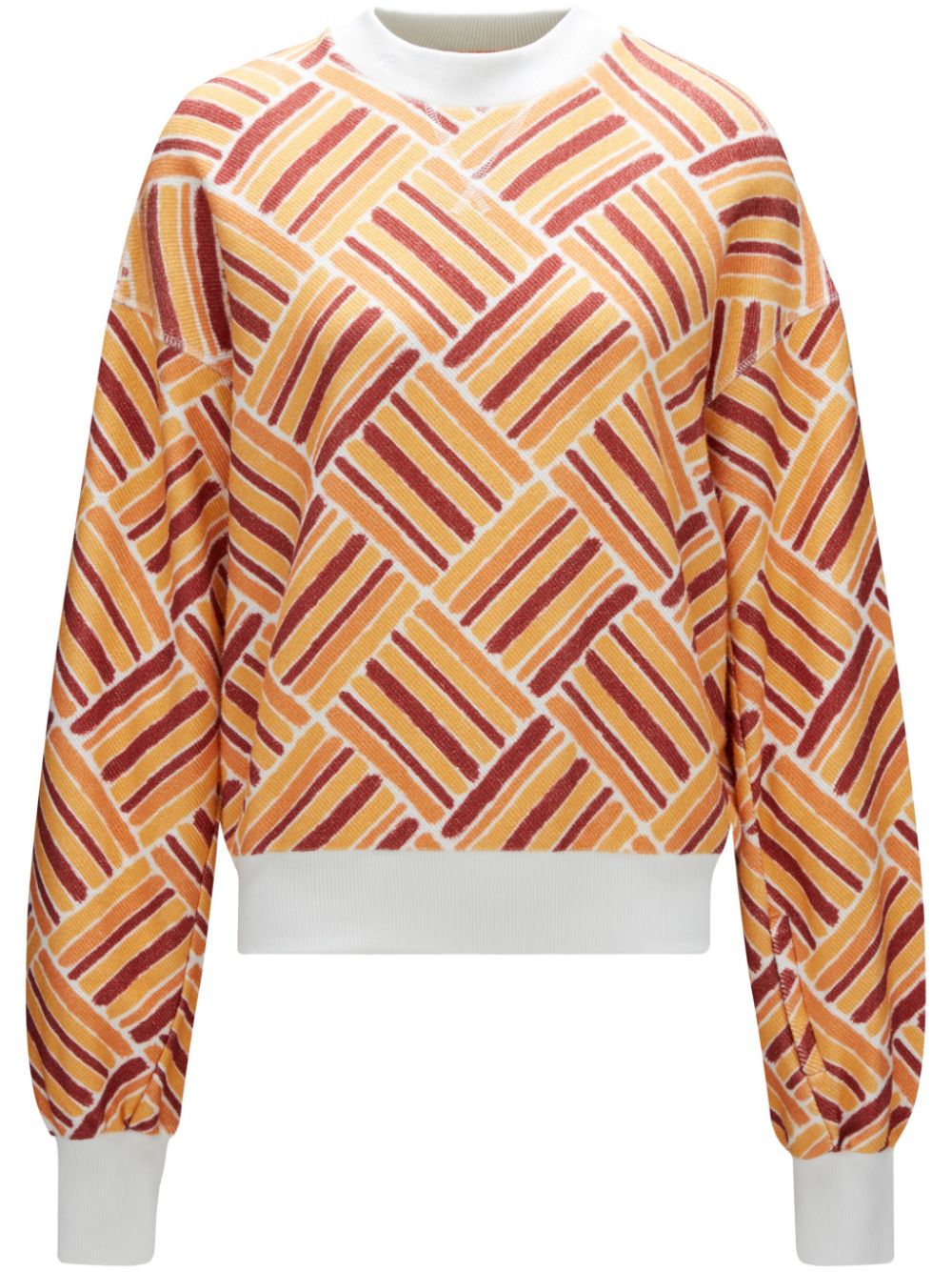 Eularia geometric-print cotton sweatshirt - Orange