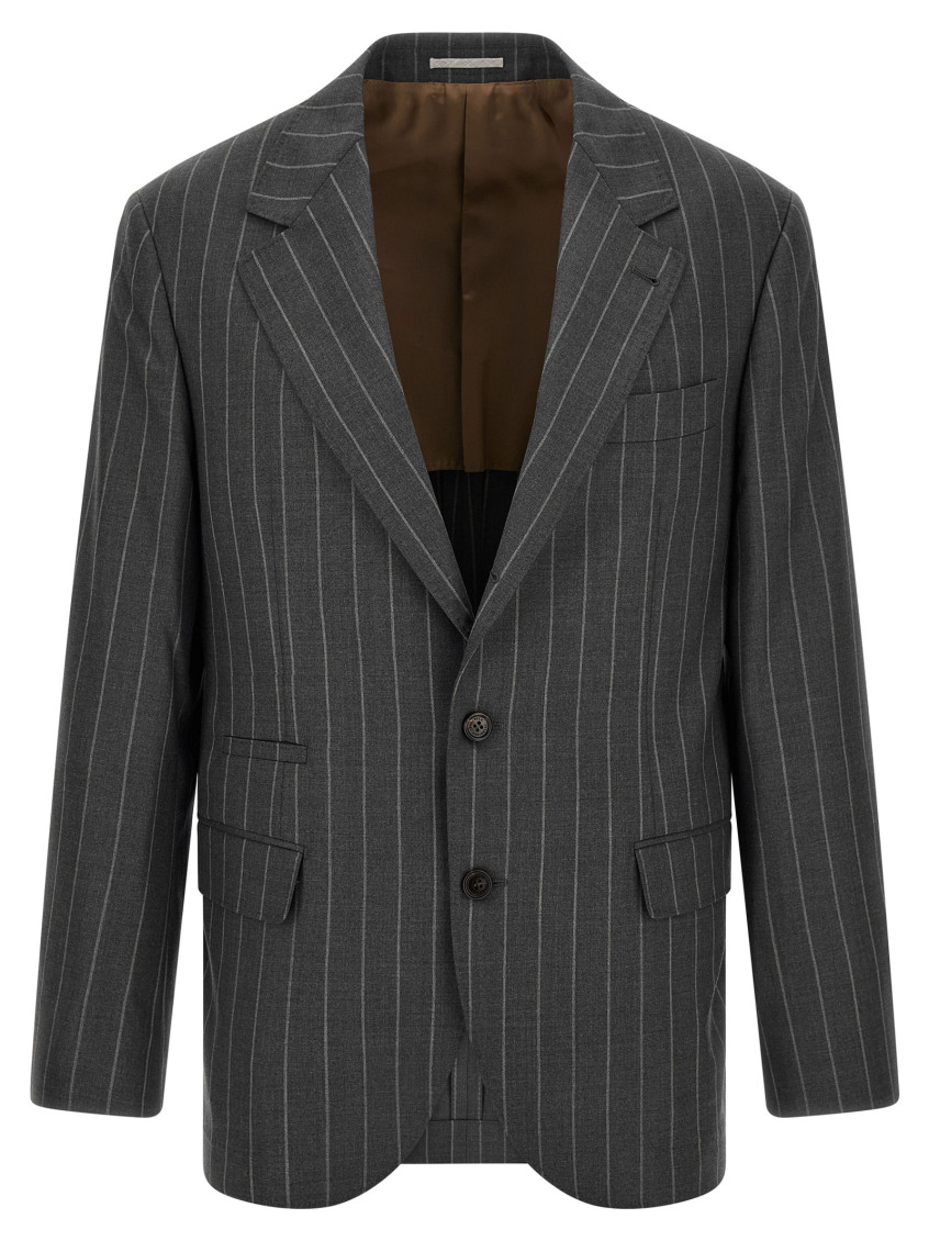 Chalk-Stripe wool blazer - Grey