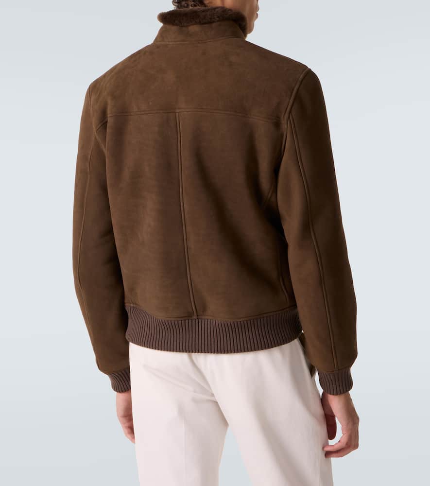 Shearling-lined suede bomber jacket