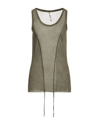 Woman Tank top Khaki Size 6 Cotton, Silk