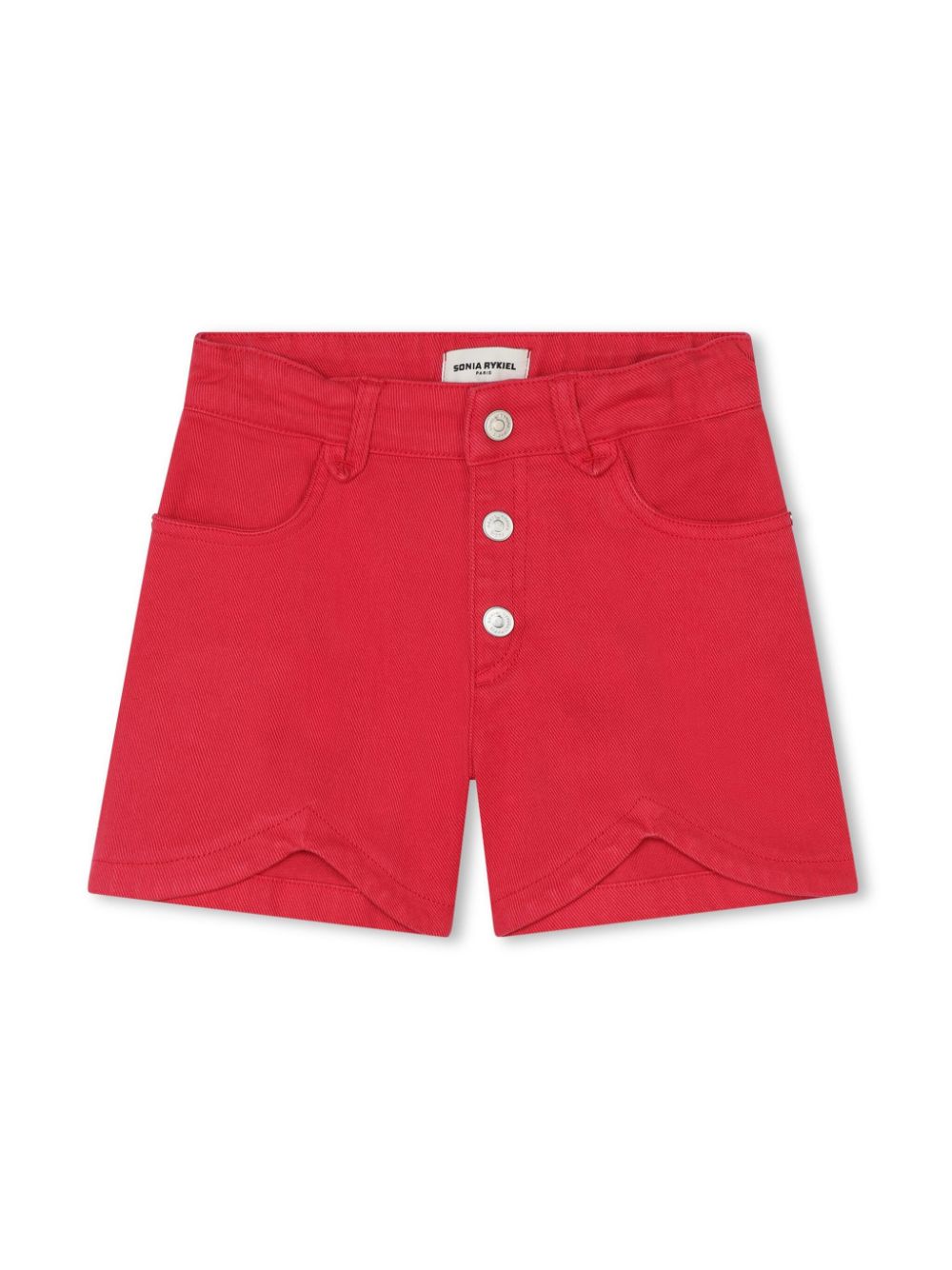Logo-plaque denim shorts - Red