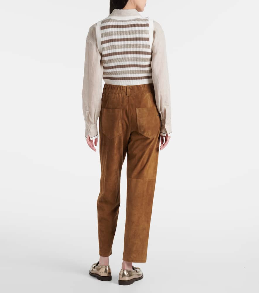 Suede straight pants
