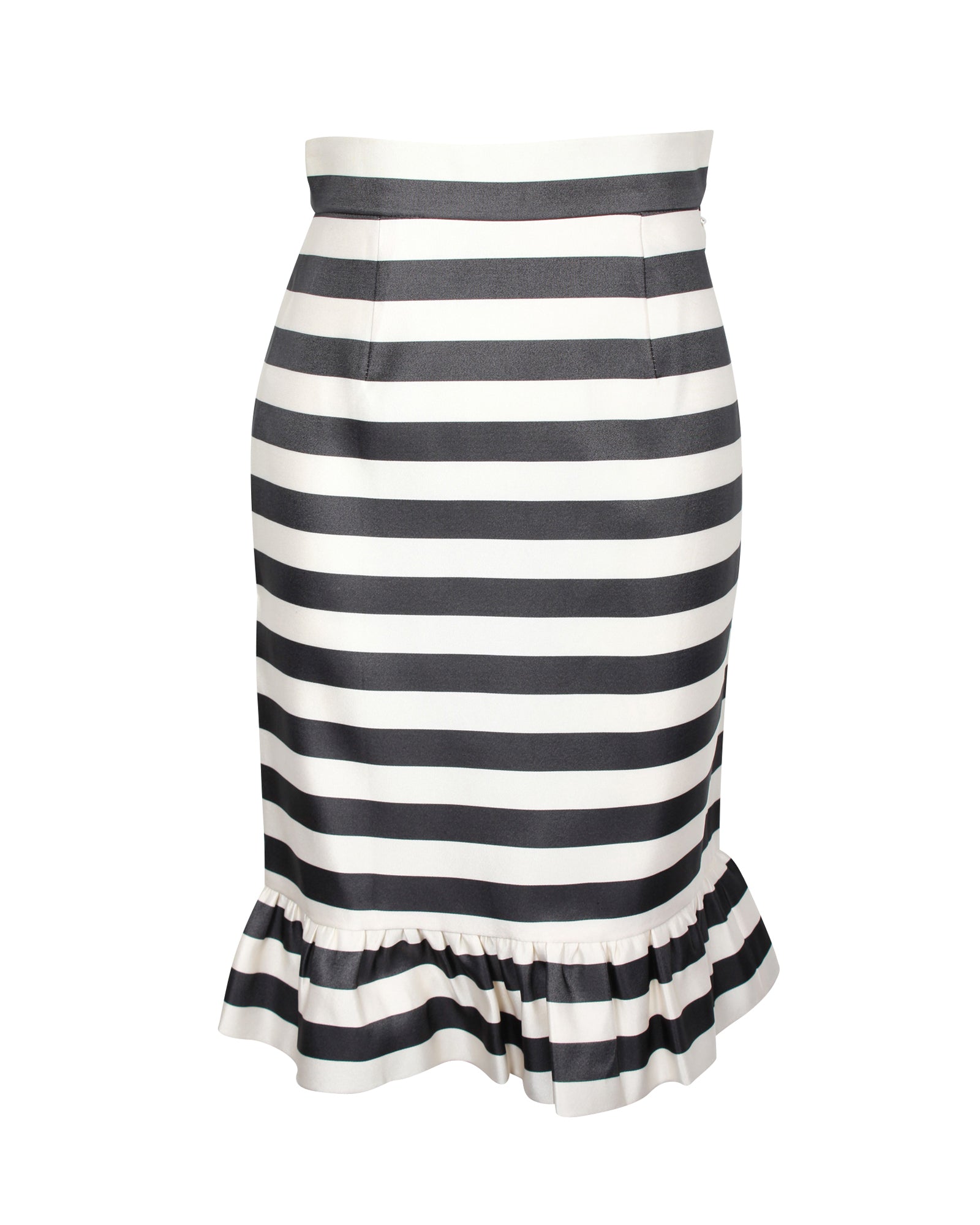 Bella Jacquard Stripe Skirt in Black Silk