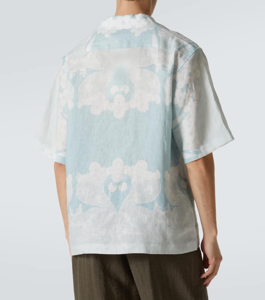 Paradise Floral linen bowling shirt
