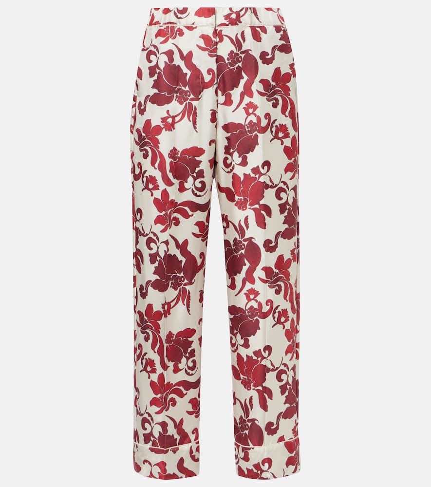 Leda printed silk wide-leg pants