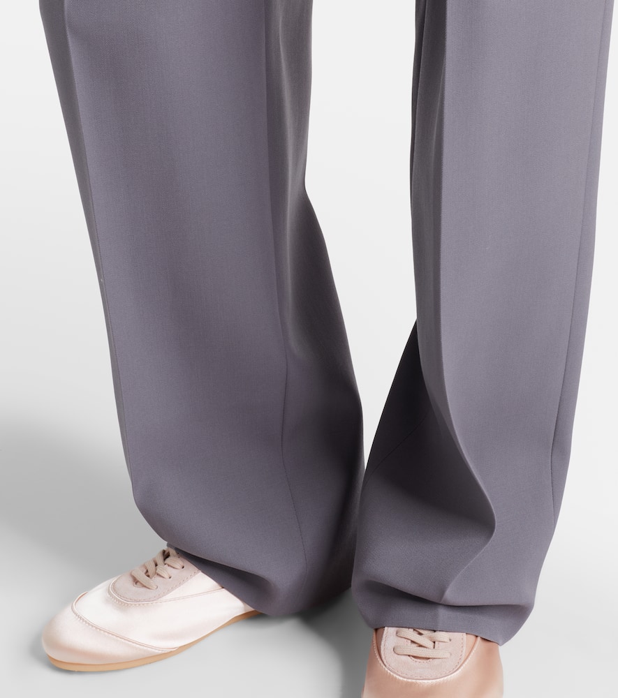 Pleated wool wide-leg pants