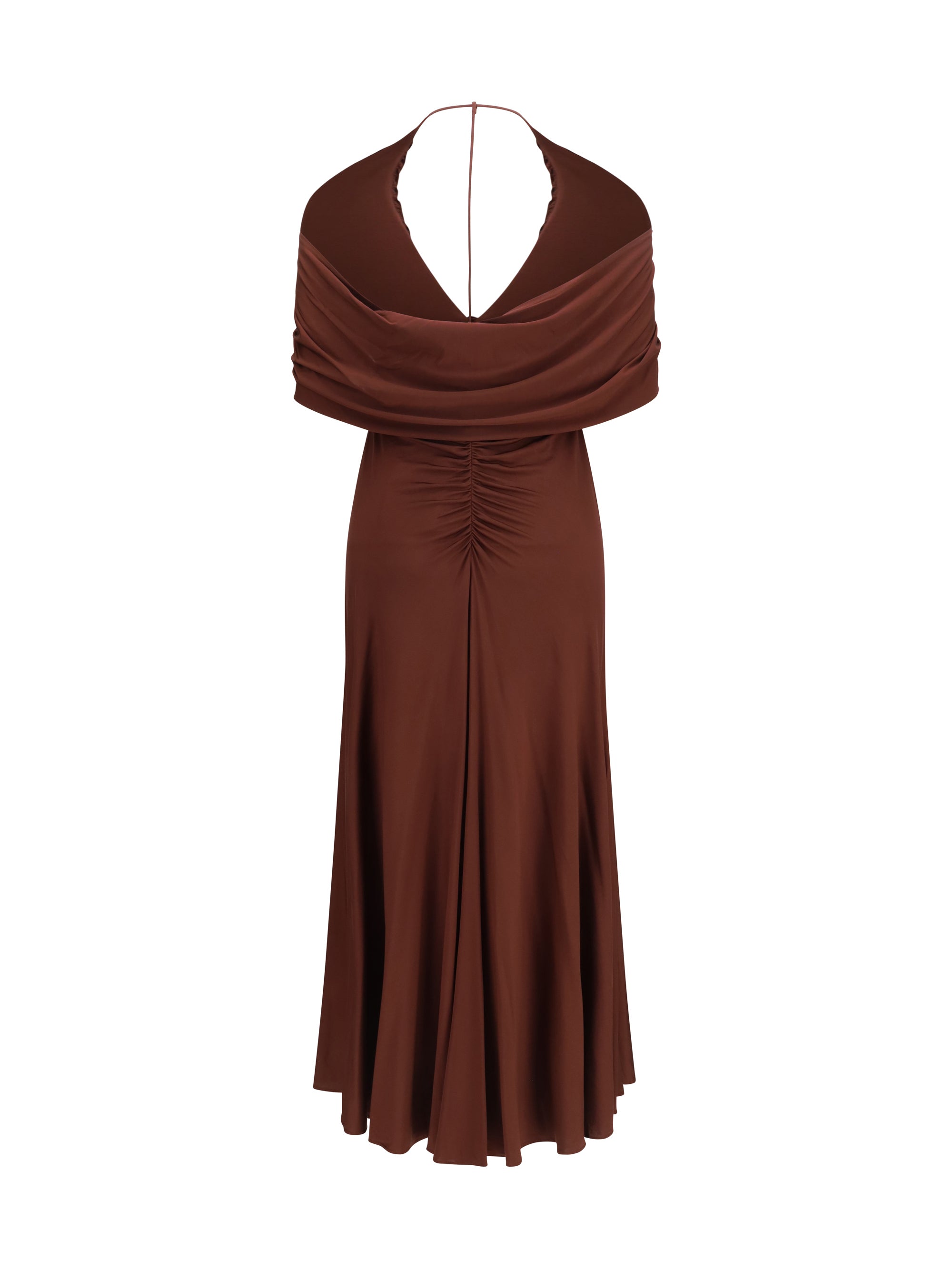 Halter Jersey Midi Dress — Brown
